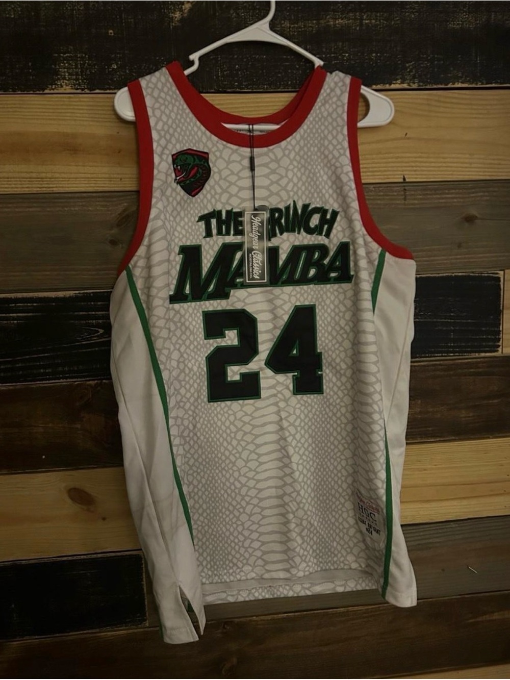 Unbranded The Grinch Mamba 24 White Basketball Jersey with Red & Green Trim